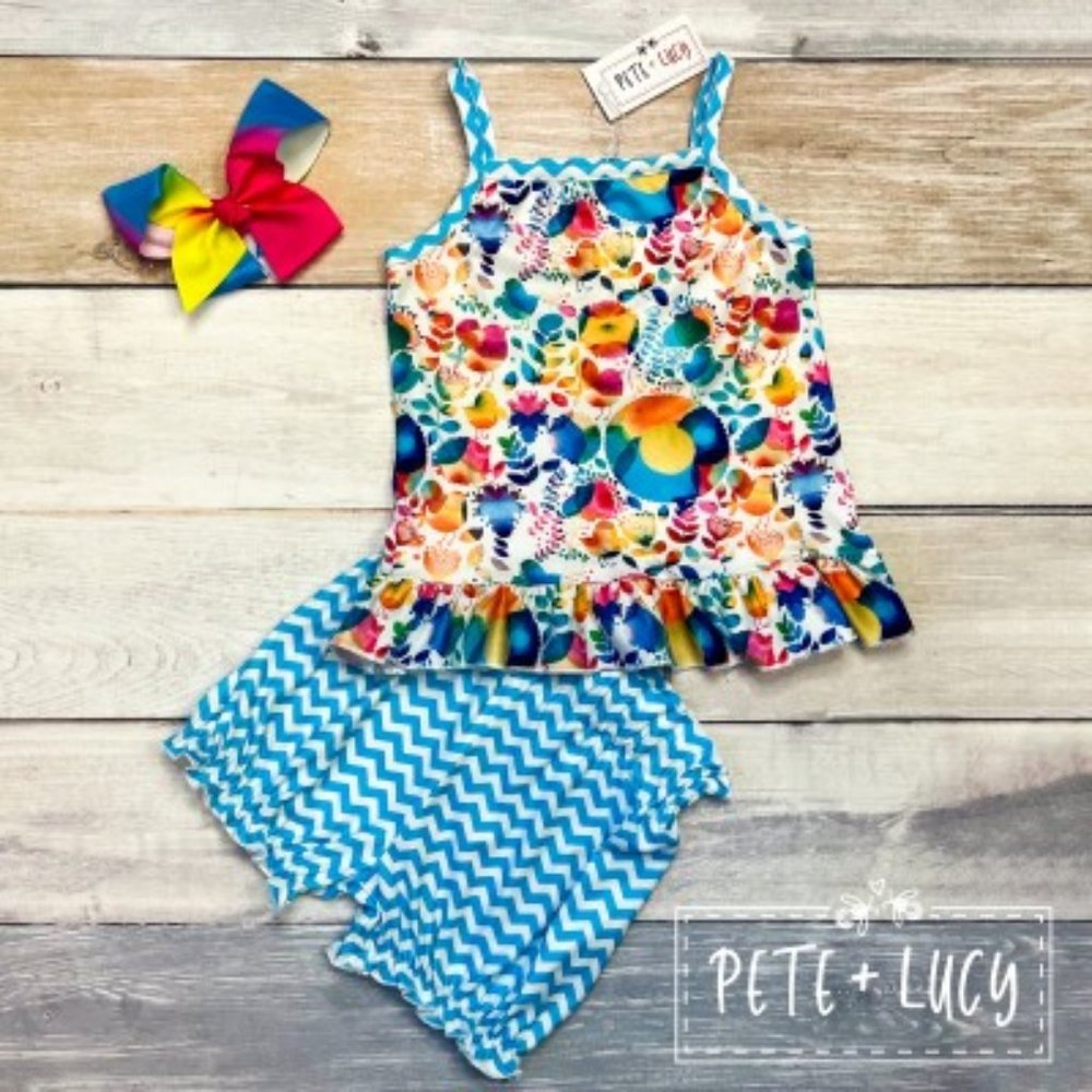 Pete + Lucy Colorful Birds 2-piece Short Set
